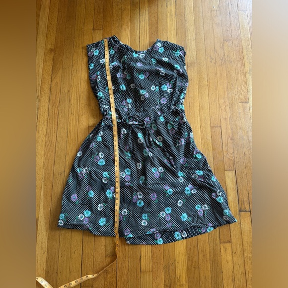 50s Vintage Black Cotton Housedress with Polkadots and flowers - Picture 7 of 7